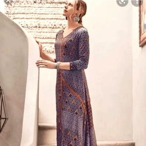 Soft Surroundings Mercado Caftan Maxi Dress Tribal Inspired Safari Small